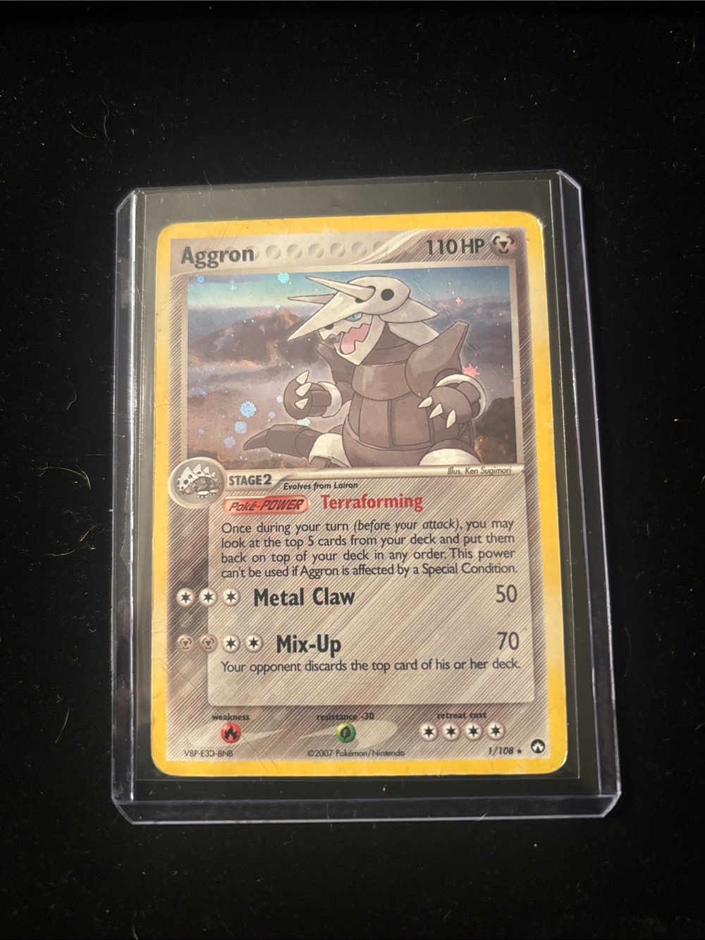 Pokemon Aggron Holographic Trading Card - Yellow Border, Silver Holo